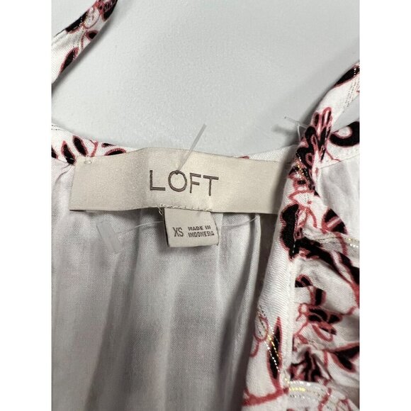 Loft Women's Sleeveless Floral Ruffle Top Spaghetti Straps Size XS - Picture 8 of 9